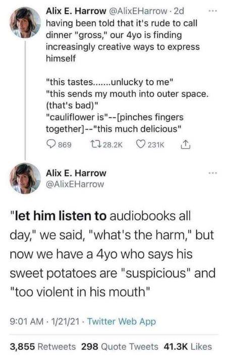 When your kid starts giving reviews like a Michelin critic after listening to audiobooks