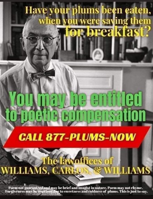 OMG, can you believe this law firm is offering "poetic compensation" for stolen plums? What is even happening.