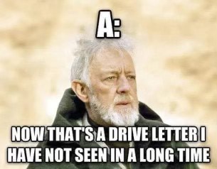 When you boot up your computer and see the A: drive