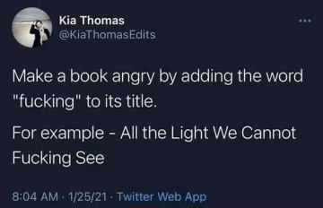 BRB, gonna go make every book title sound way more intense