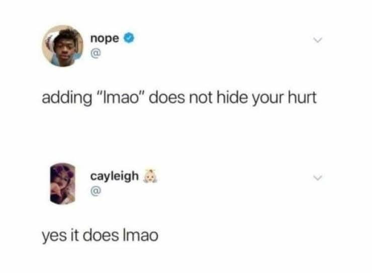 Me responding to someone pointing out my obvious emotional distress