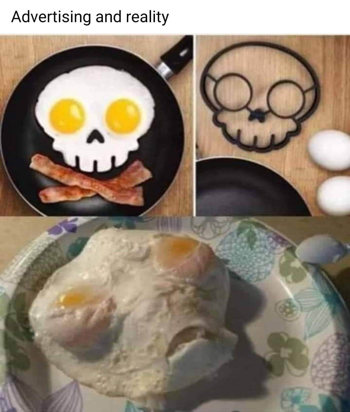Advertising vs. reality when you try to make skull-shaped eggs
