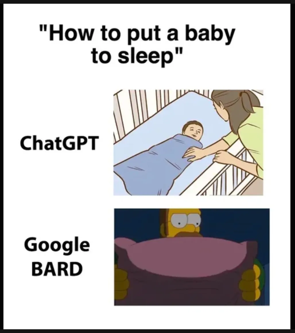 ChatGPT gives good advice, but Google Bard is just ready to yeet the baby with its pillow.