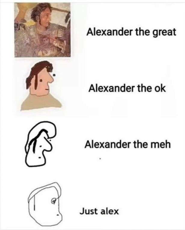 Me trying to draw Alexander the Great vs. how I actually draw