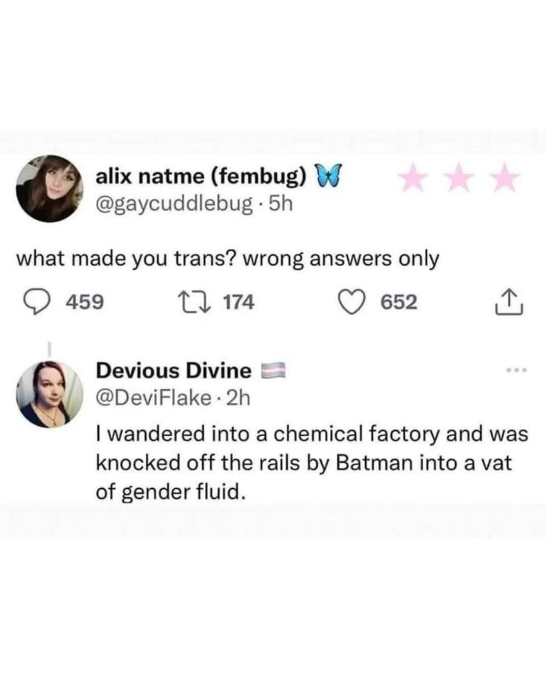 So you're telling me Batman invented gender fluid? lol ok