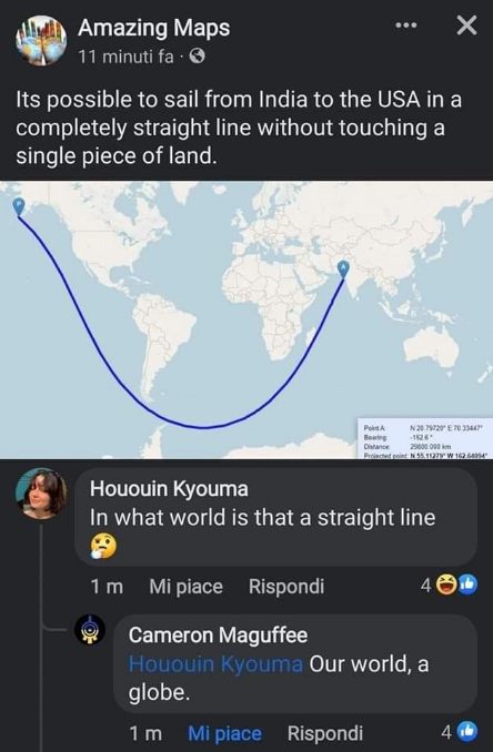 Someone thought flat earth maps were fine, then someone else reminded them we live on a globe lol