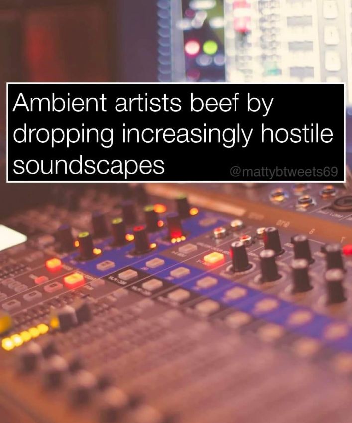 Lol ambient artists settling beef with intense soundscapes instead of actual words