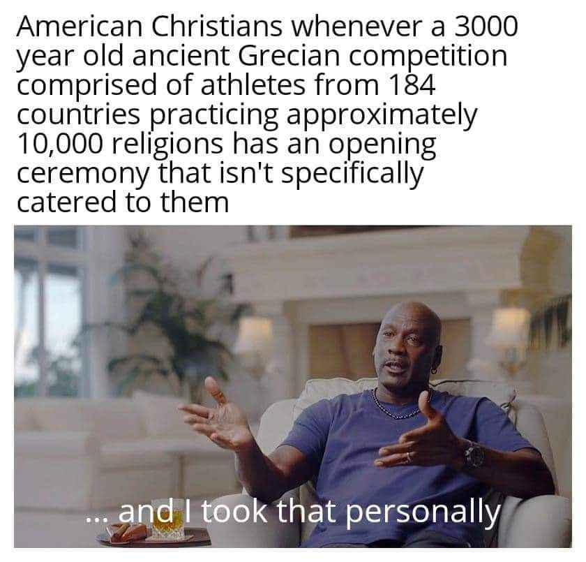 When you're the only religion that wasn't catered to at the Olympics opening ceremony