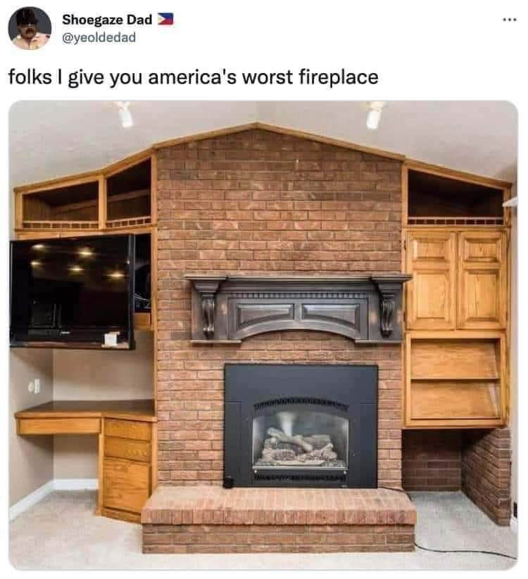 When they tell you to design a fireplace but you only have Ikea furniture and a TV
