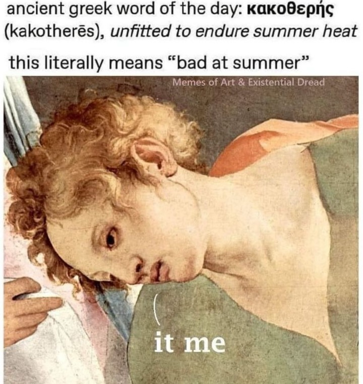 When you learn there's an ancient Greek word for 'bad at summer' and it's literally you