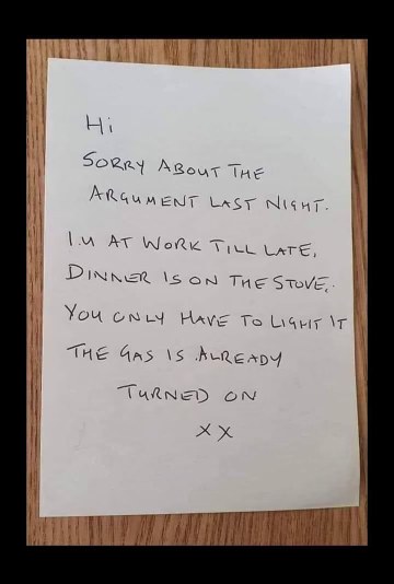 Someone's apology dinner is sus... you have to light it yourself, and the gas is already on?