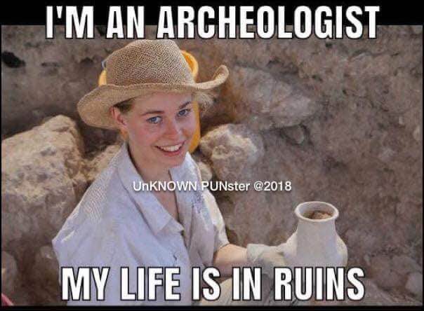 Bruh this archaeologist's life is literally in ruins.