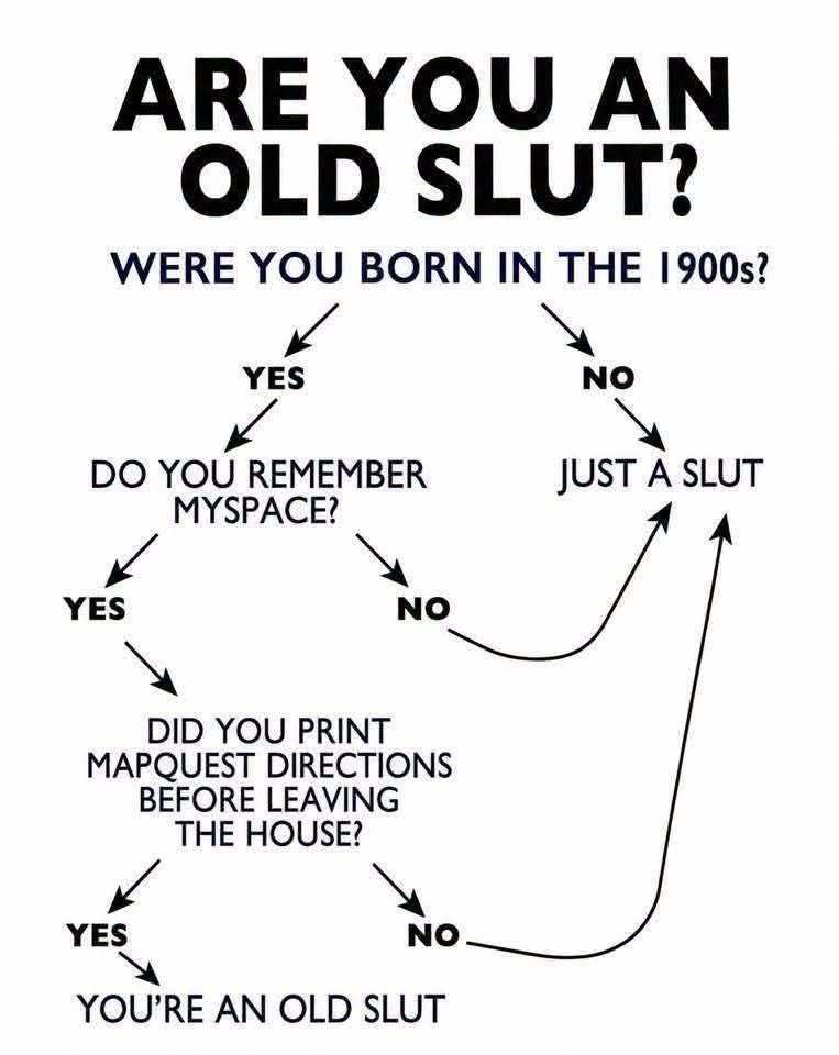 This flowchart is basically asking if you're old enough to remember Myspace and Mapquest.