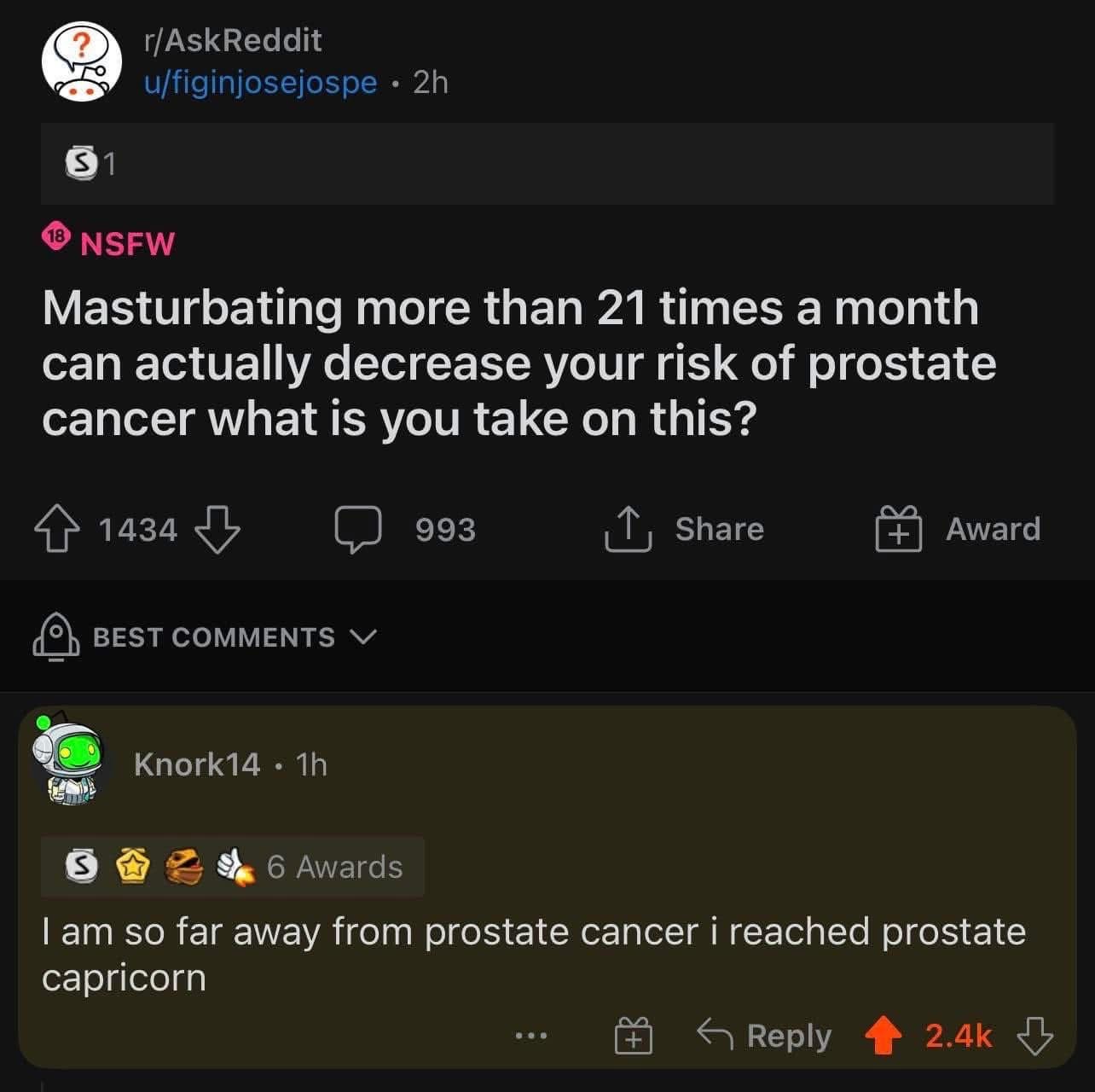 When you're so committed to avoiding prostate cancer that you reach prostate capricorn.