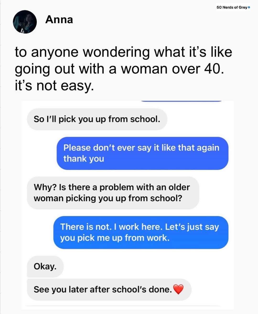 LMAO this guy thought he was talking to a child when he was asking to pick her up from school. Ouch.