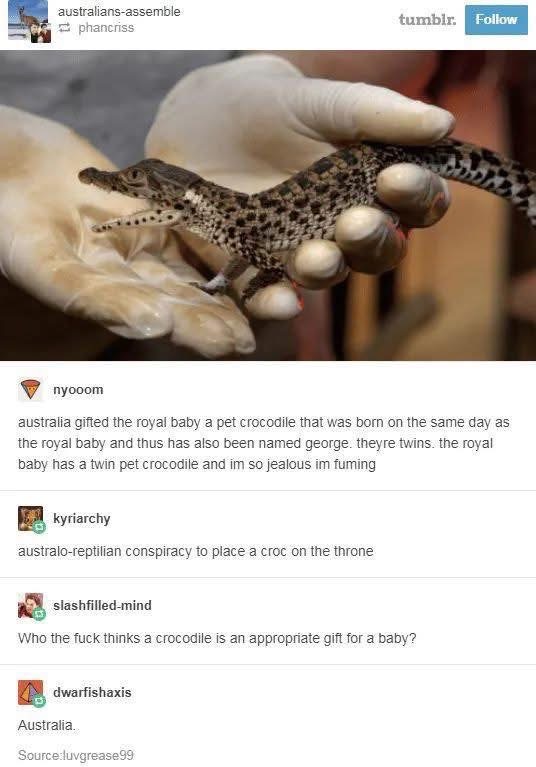 Imagine getting a baby crocodile as a birthday gift, this Australia is wild lol