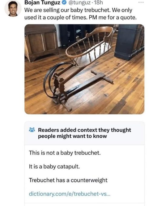 Selling my baby trebuchet. It's barely used, only a few times! Guess I should've paid more attention in history class.