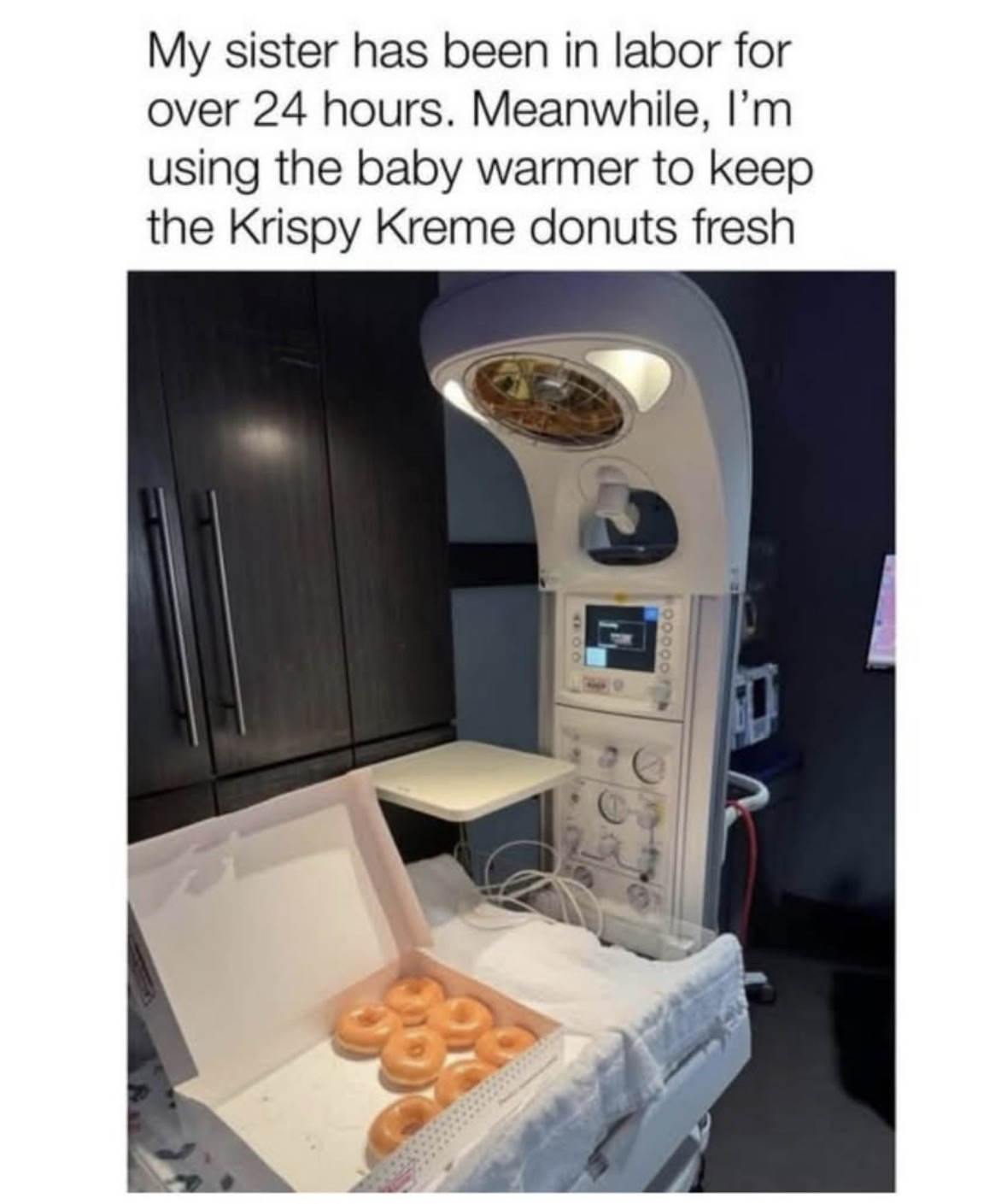 My sister's in labor, but priorities, right?