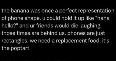 Remember when bananas were the perfect phone shape to pretend to call people with? Now we need a pop tart replacement.