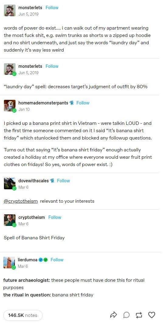 Apparently saying 'it's banana shirt Friday' is enough to create a whole office holiday for wearing fruit print clothes