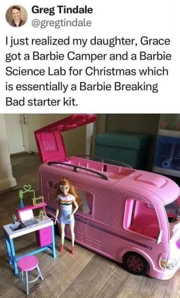 My daughter's Christmas gifts look like a Barbie Breaking Bad starter kit. This is... concerning?