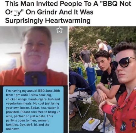 When the Grindr invite is actually just a chill BBQ party
