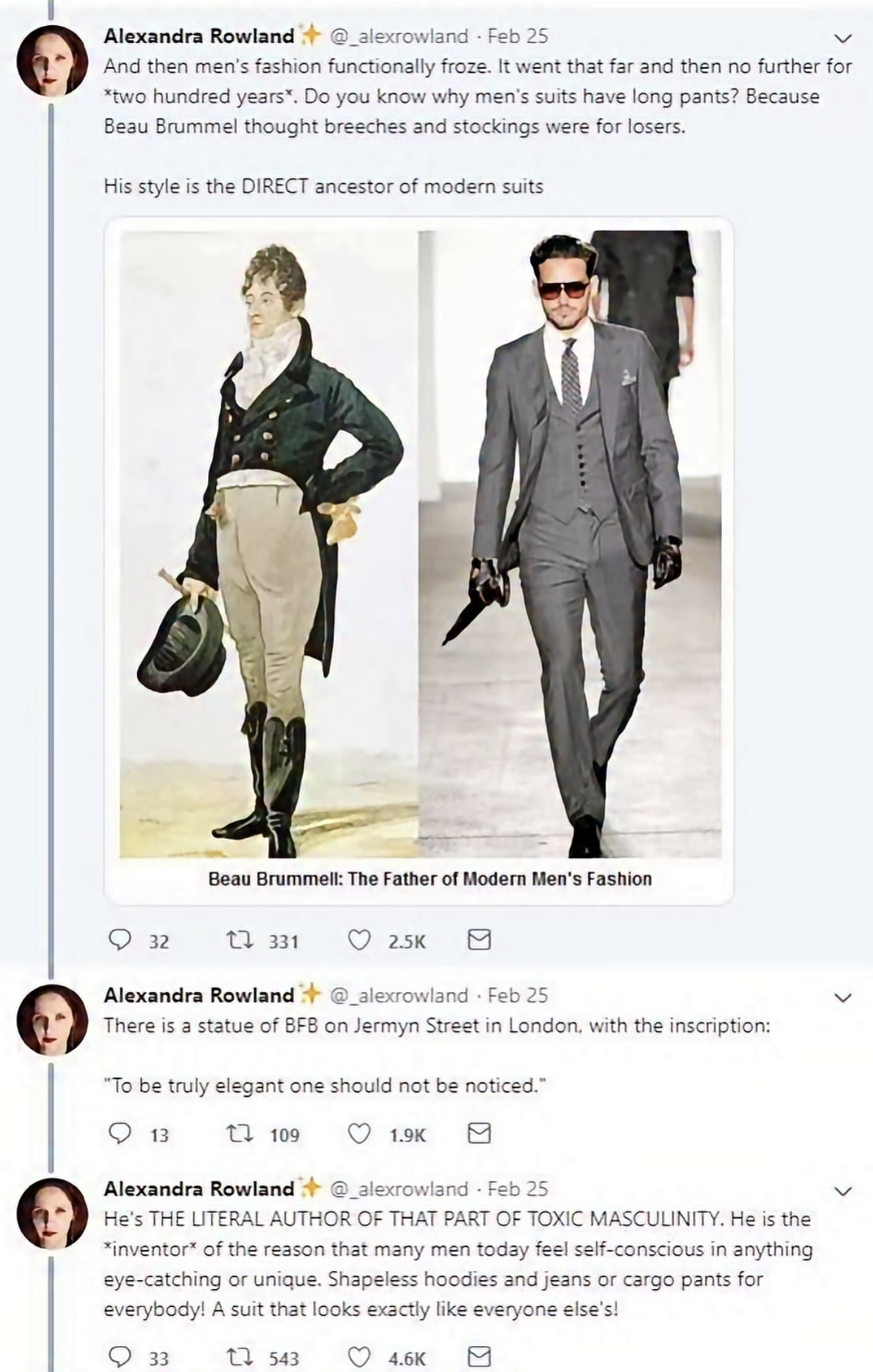 When you realize your entire fashion sense is based on someone from 200 years ago who thought breeches were for losers lol