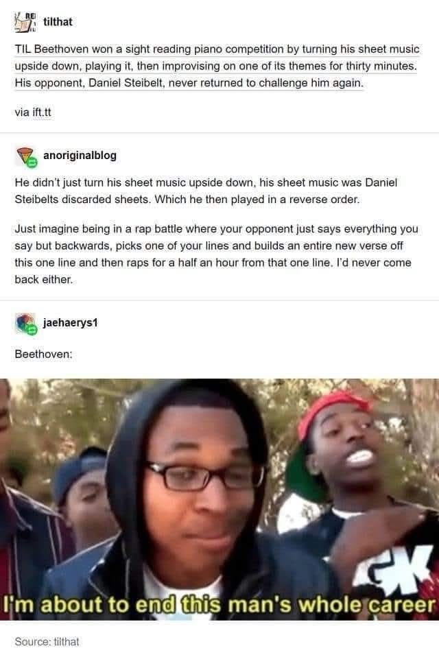 Beethoven's response to a rap battle diss track, basically.