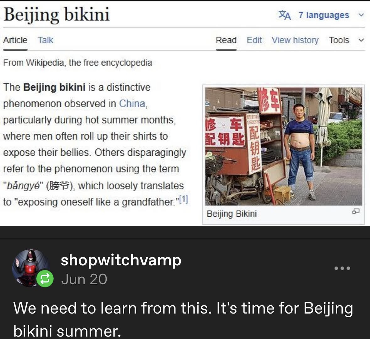 LMAO this whole Wikipedia entry about the Beijing Bikini is a whole mood