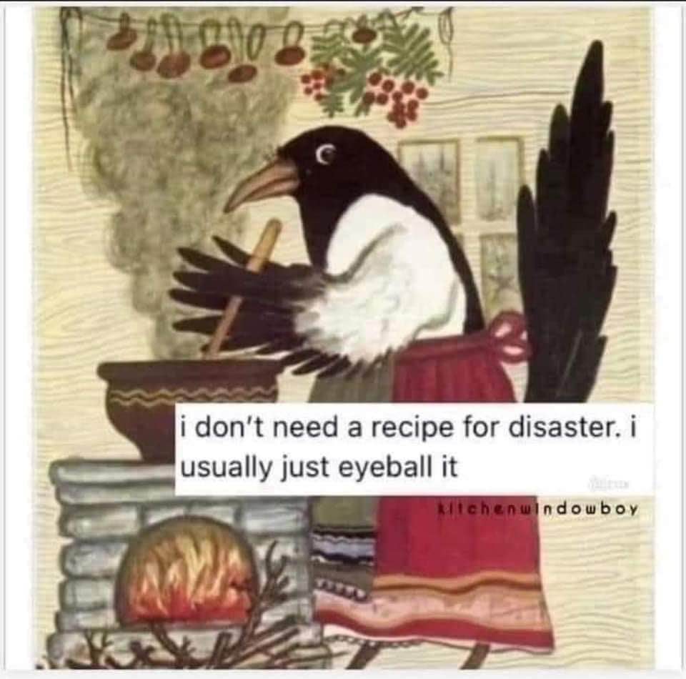 Me trying to cook something without a recipe, basically asking for trouble.
