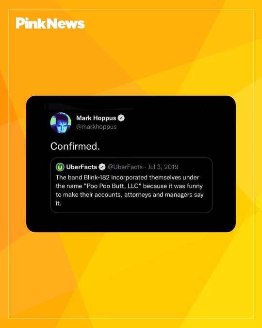 Blink-182 really named themselves Poo Poo Butt, LLC for the lols. Iconic lol.