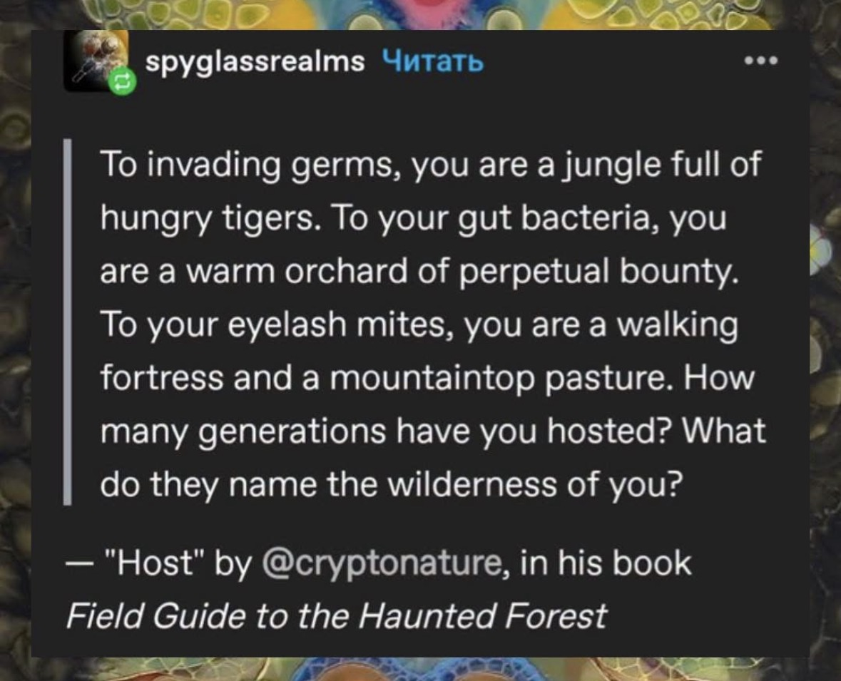 Me realizing my body is a complicated ecosystem and I'm just the landlord lol