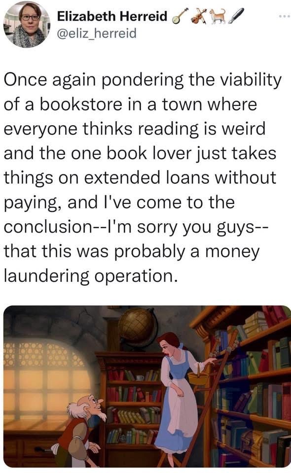 When your bookstore is failing and you realize the only customer is laundering money