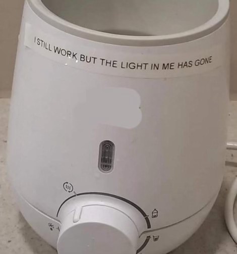 This baby bottle warmer is going through some stuff, lol