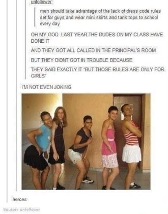 When you exploit a loophole in the dress code and get away with it