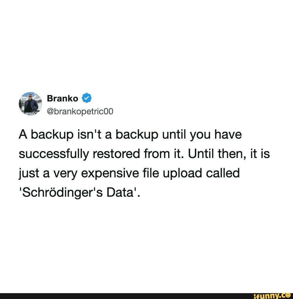 Branko's right, unless you can restore your data, it's just Schrodinger's Data.