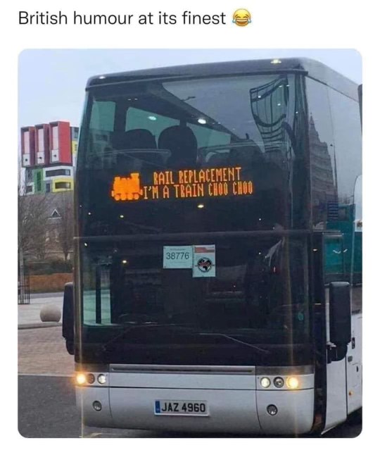 This bus is so over being a bus, it's fully embracing its rail replacement fantasy.