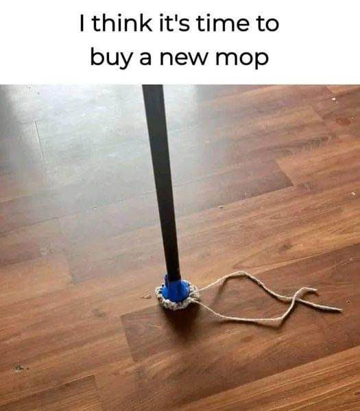 This mop has seen better days, to say the least.