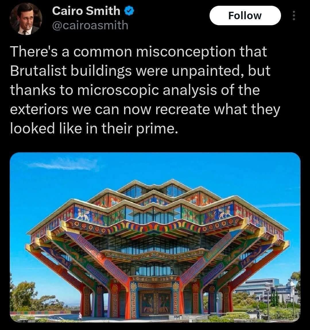 Who knew Brutalist buildings were supposed to look like a psychedelic roller coaster?