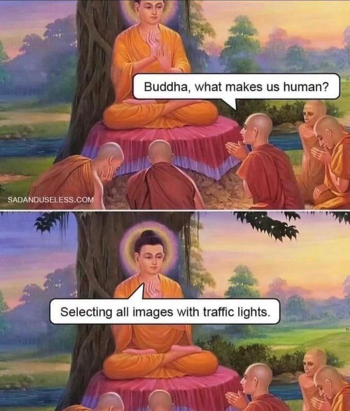 I think Buddha is talking about theCAPTCHA test lol