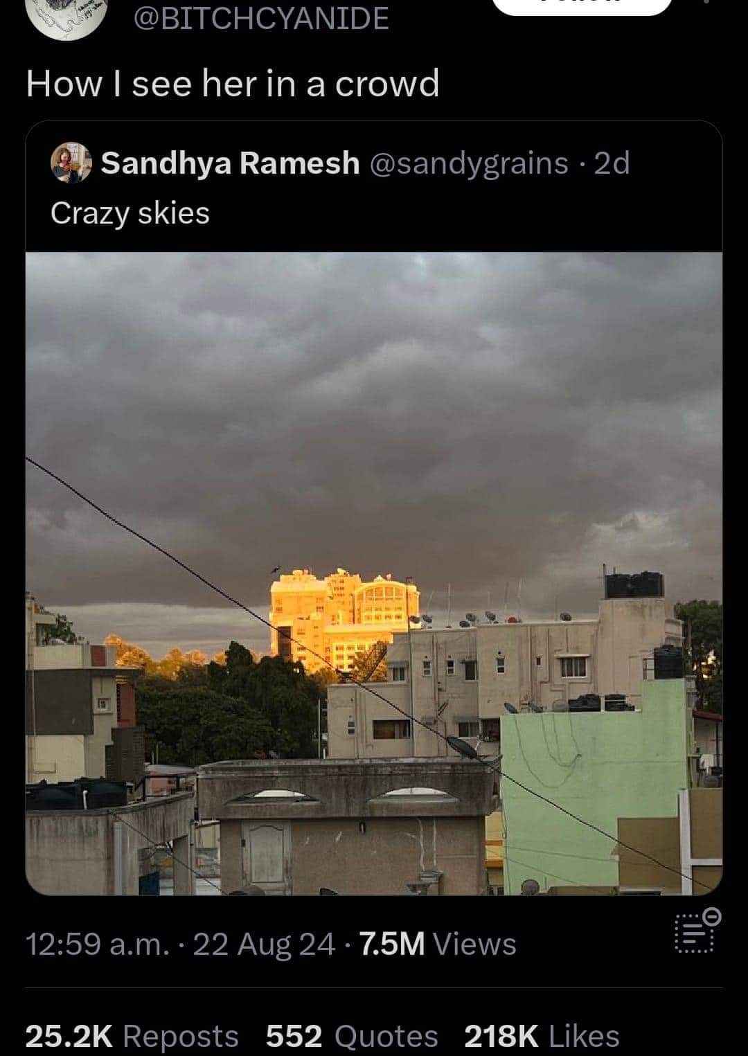 When you're trying to find your soulmate but they're just a building with pretty lighting