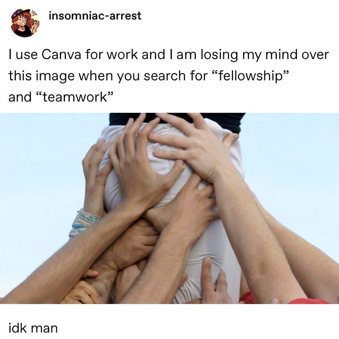 When you search for "fellowship" and "teamwork" on Canva and this is what you get