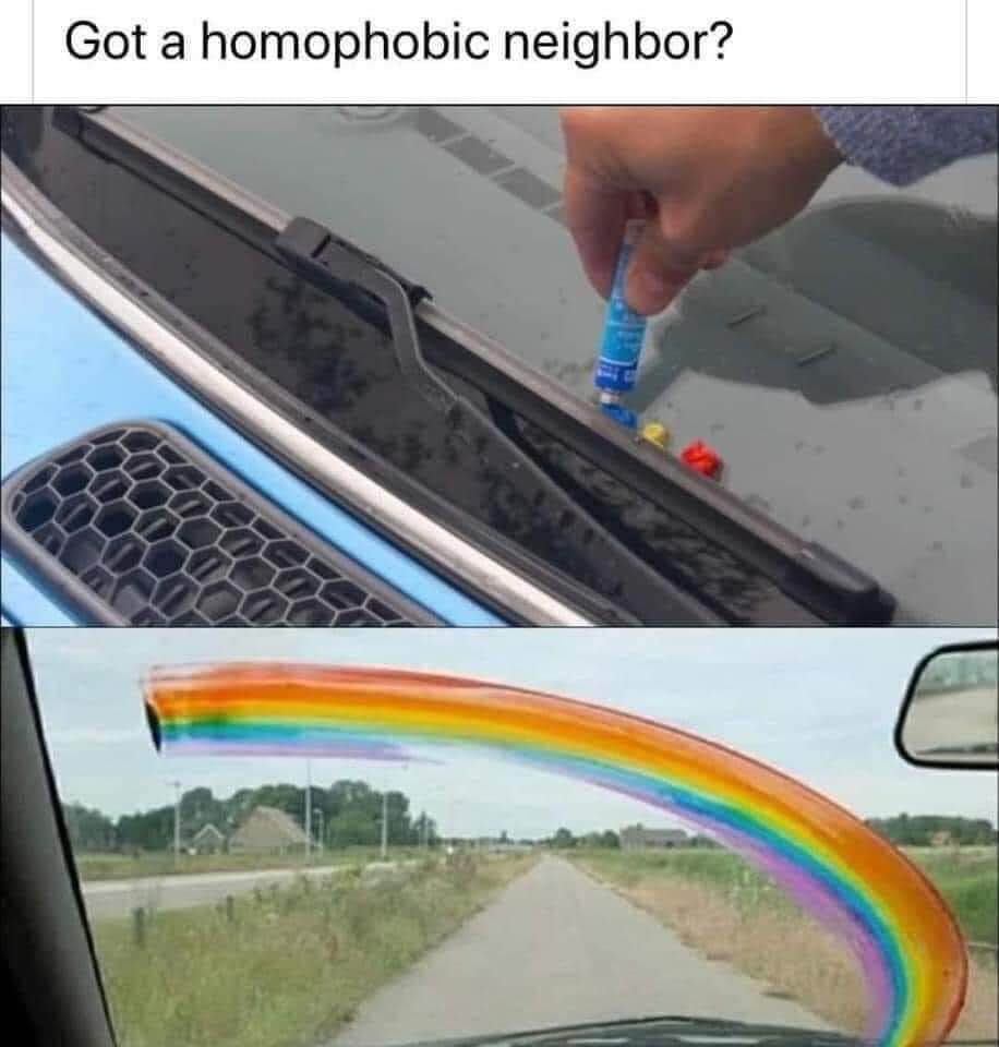 Turns out the solution to a homophobic neighbor is just… more rainbows?