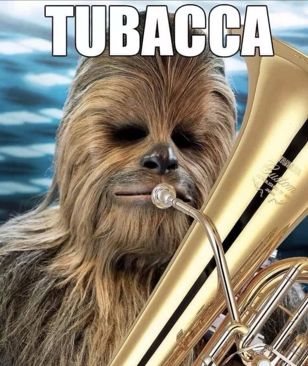 Chewbacca decided to join the band and play the tuba.