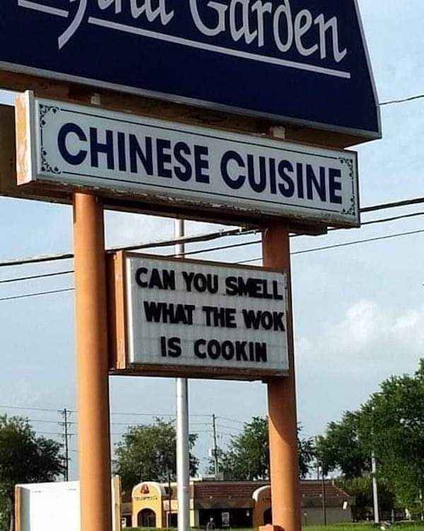 When the Chinese restaurant sign quotes The Rock. Iconic.