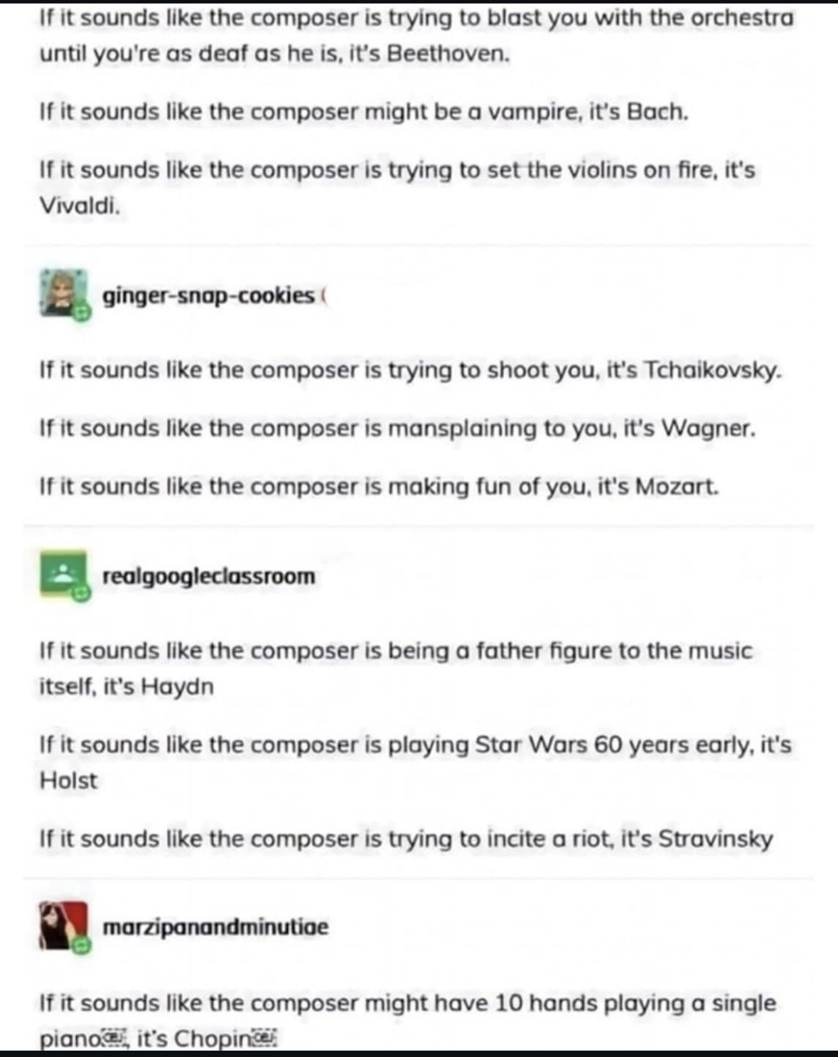 Basically a cheat sheet for classical music vibes. Which composer is playing when you're feeling a certain way?
