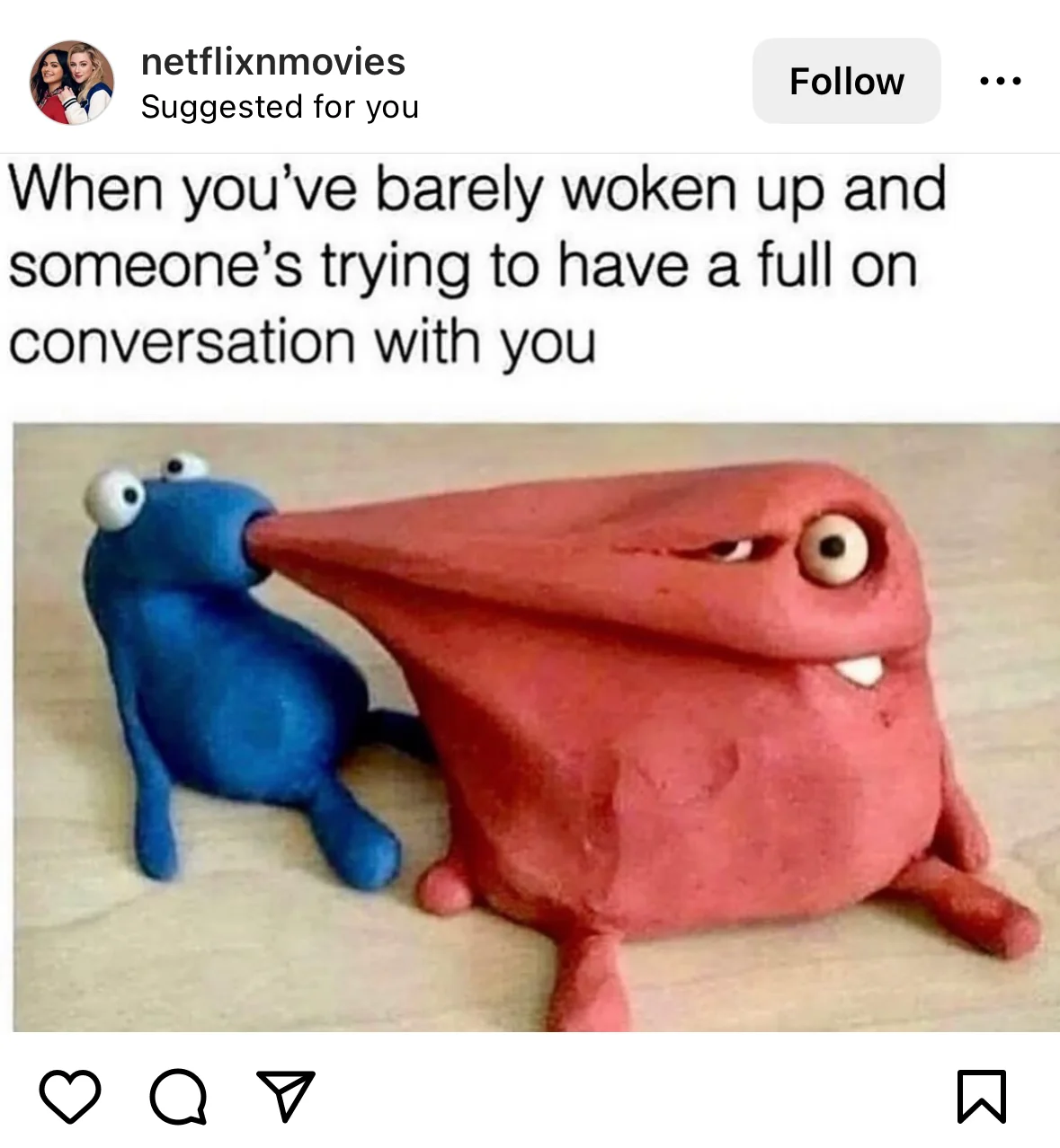 Me trying not to get sucked into a conversation before I've had my coffee