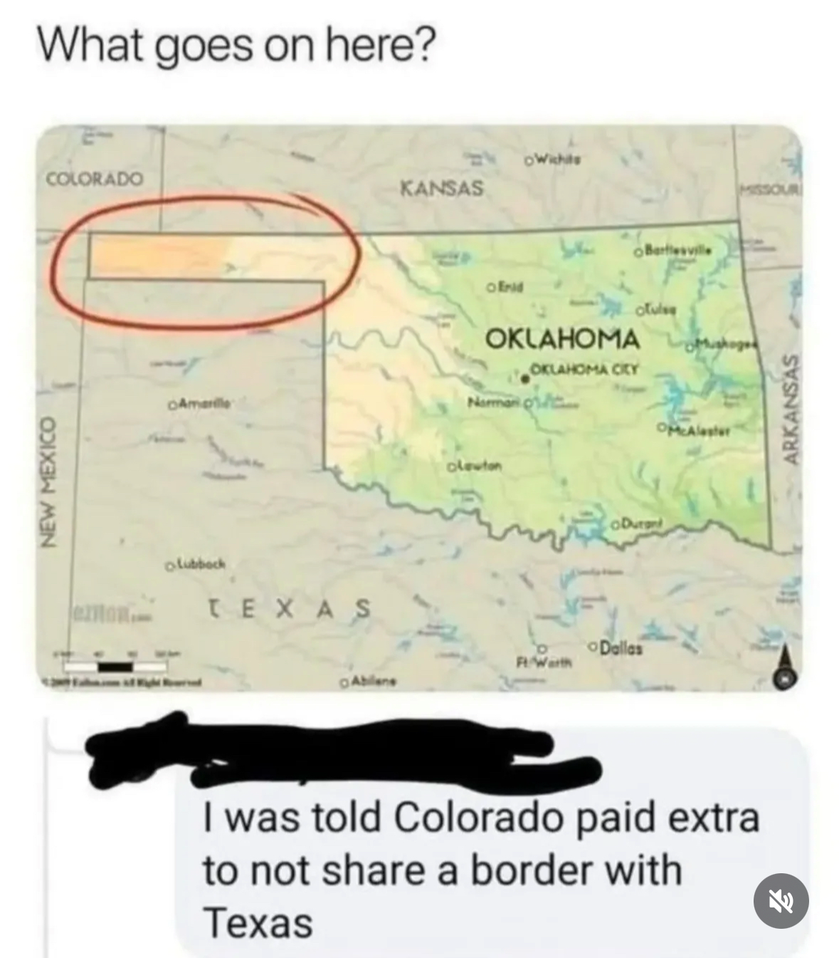 LOL apparently Colorado paid extra to avoid sharing a border with Texas, and this is the result