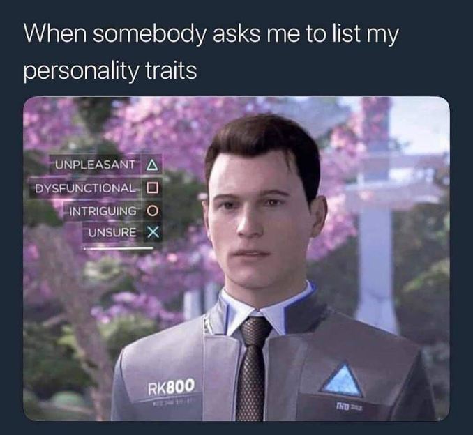 When someone asks for my personality traits and the game gives me these options