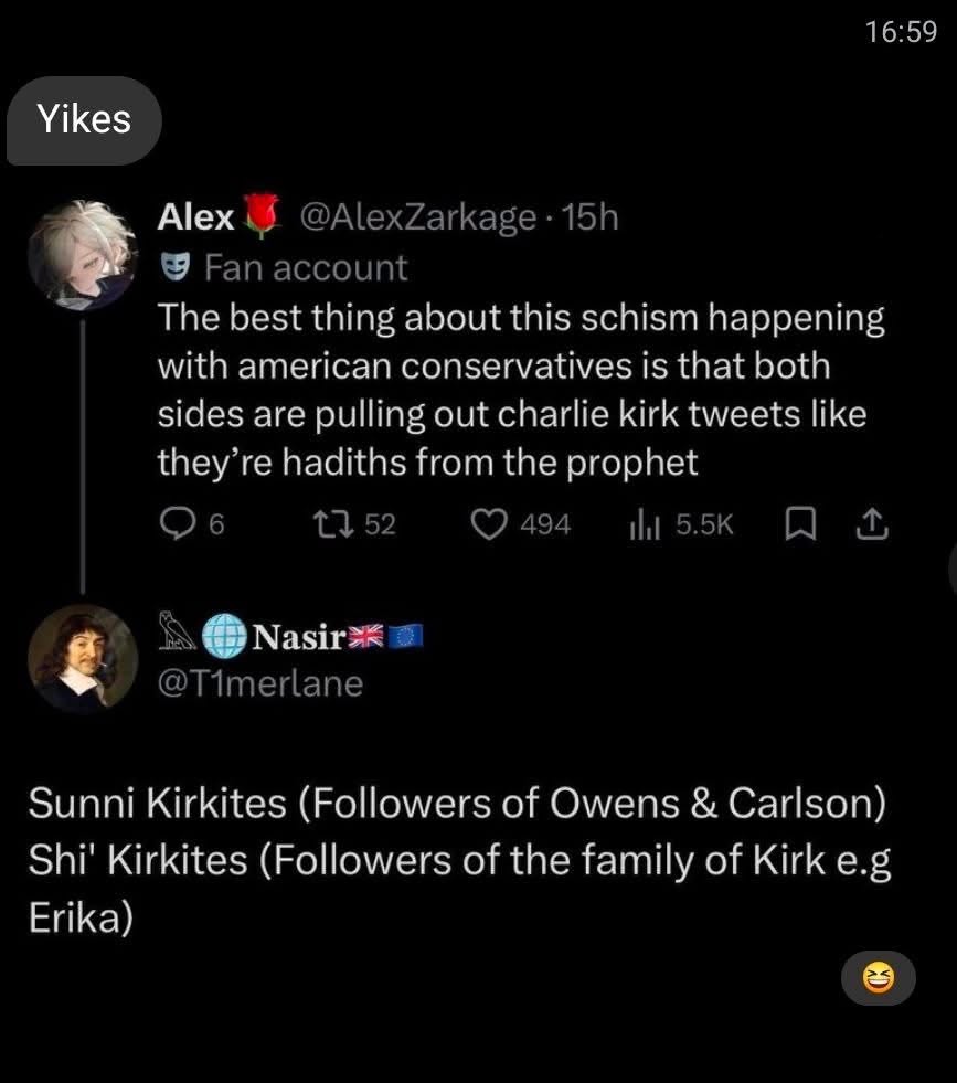 When conservatives start arguing and use Charlie Kirk tweets like they're sacred texts
